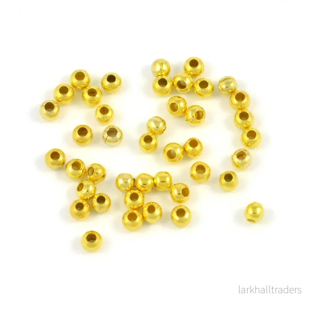 Runda metallpärlor, guld, 3mm, 100st
