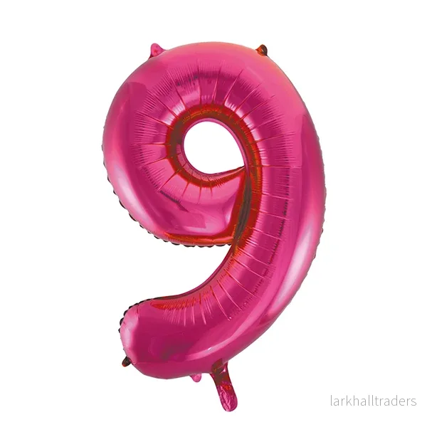 Folieballong, siffra 9 rosa 86 cm Folieballong, siffra 9 rosa 86 cm