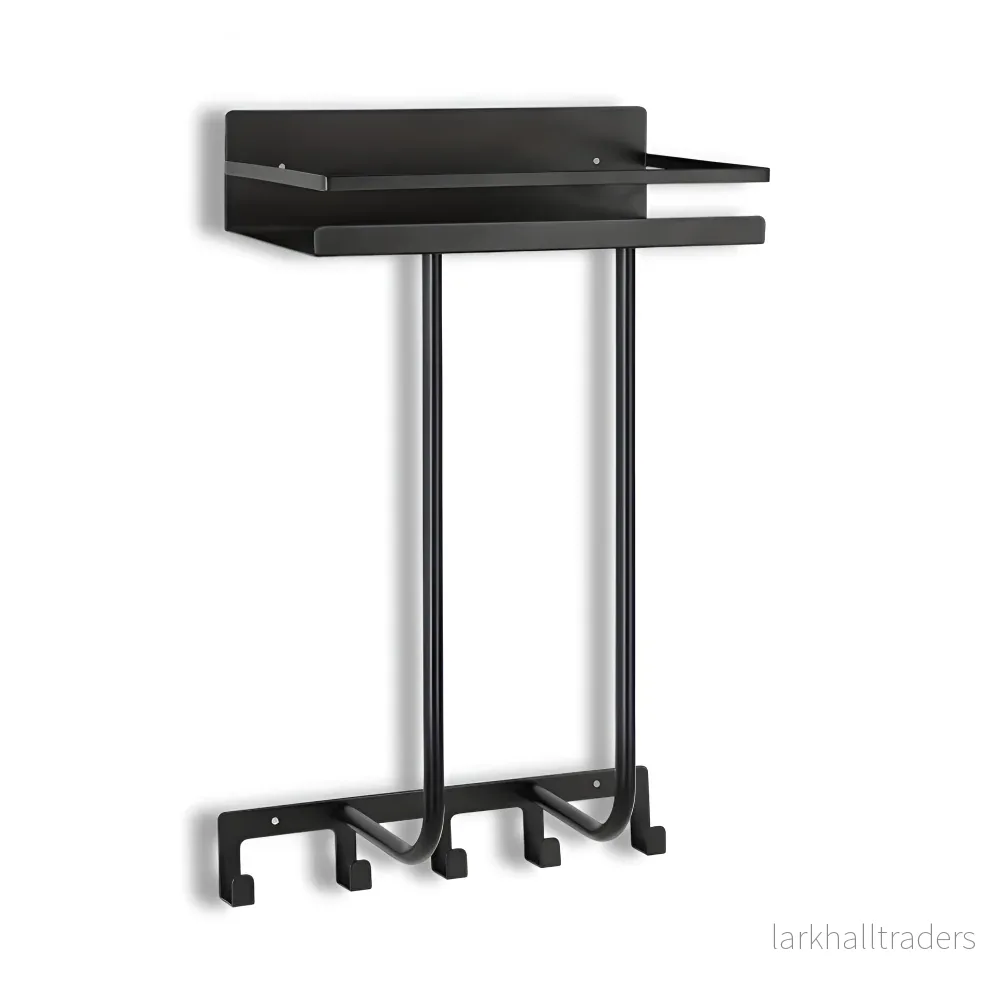 BlackShelf TowelRack – Elegant Väggmonterad Handdukshållare med Hylla & Krokar BlackShelf TowelRack – Elegant Väggmonterad Handdukshållare med Hylla & Krokar