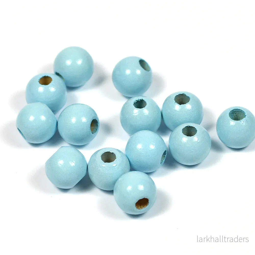 Träpärlor, 8mm, ljusblå, 60st Träpärlor, 8mm, ljusblå, 60st