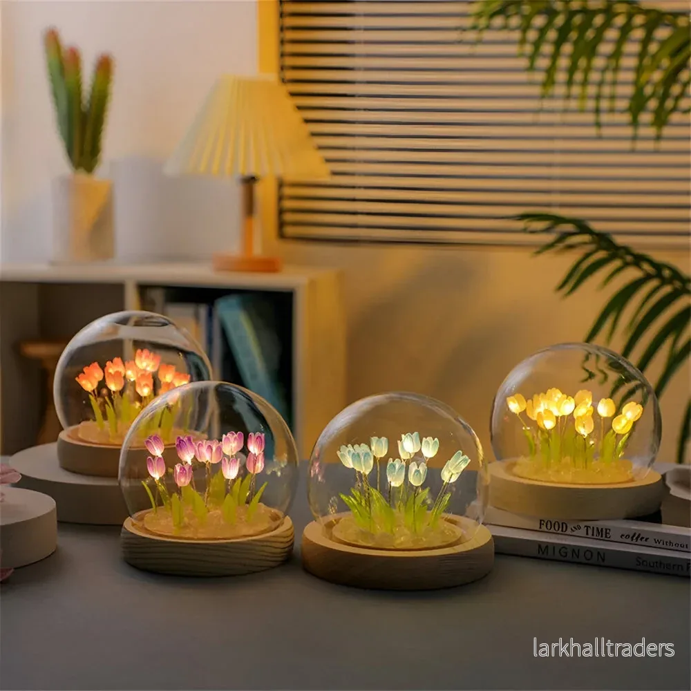 ArtifiTulip – Charmig DIY LED Blomsterlampa med Tulpaner och Glaskupol ArtifiTulip – Charmig DIY LED Blomsterlampa med Tulpaner och Glaskupol
