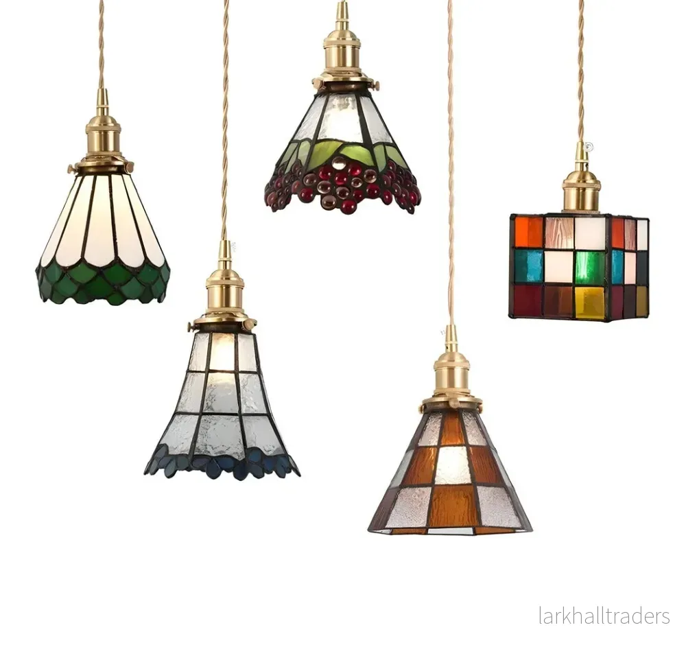 IllumaStyle – Japansk Retro Taklampa i Geometriskt Kopparglas