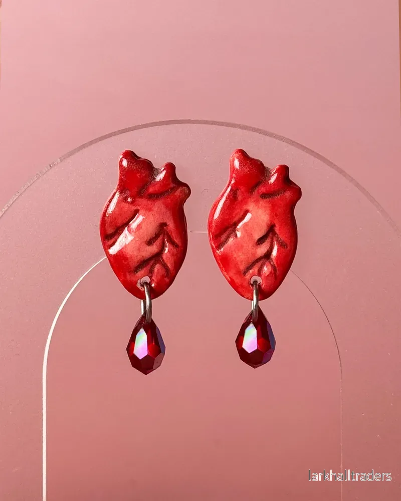 Anatomy heart earrings with crystal