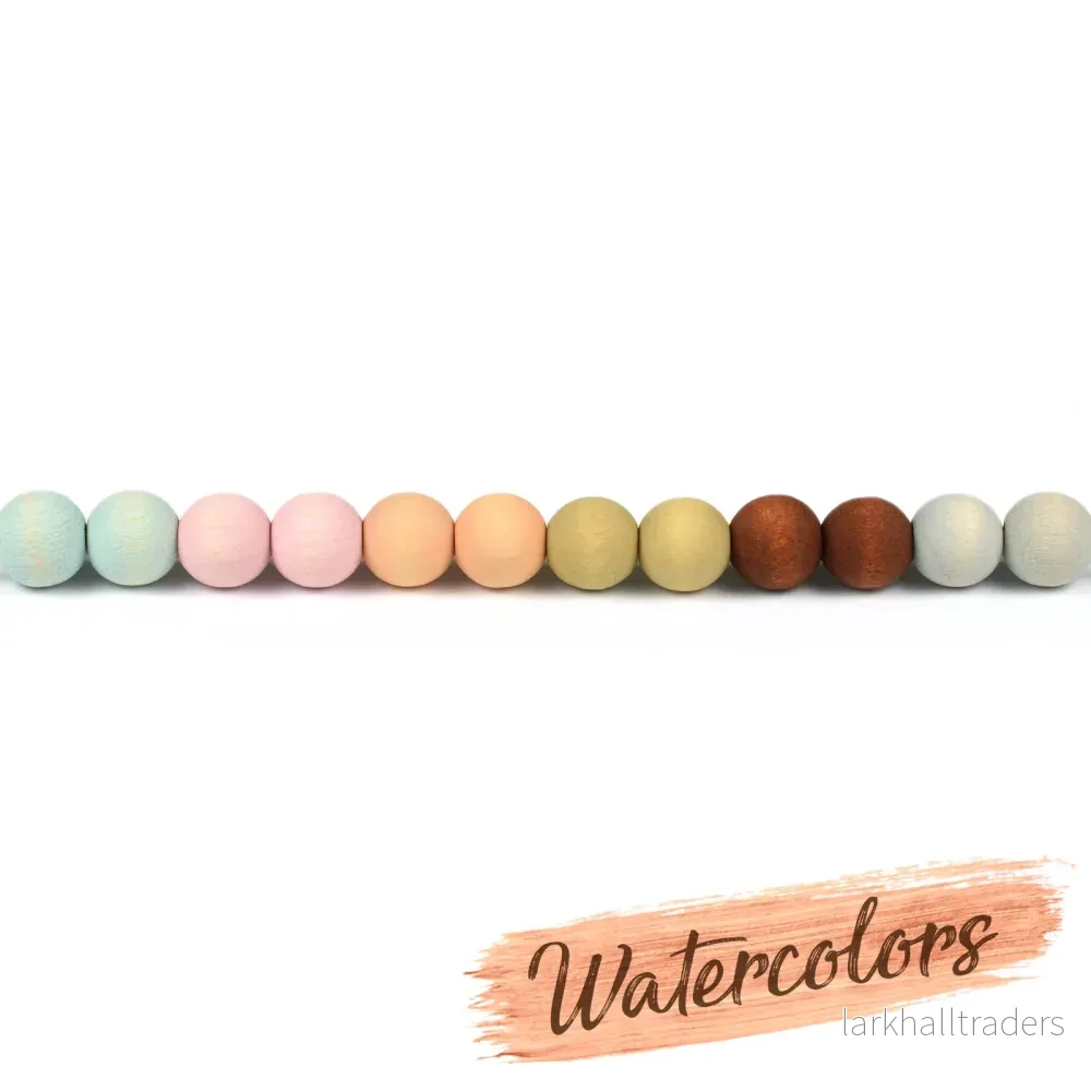 Träpärlor, 10mm, watercolors – apricot, 40st - Bild 2
