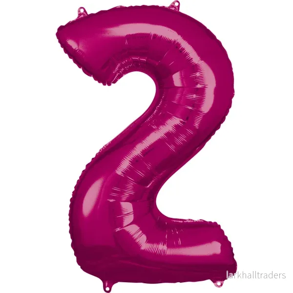Folieballong, siffra 2 rosa 86 cm Folieballong, siffra 2 rosa 86 cm