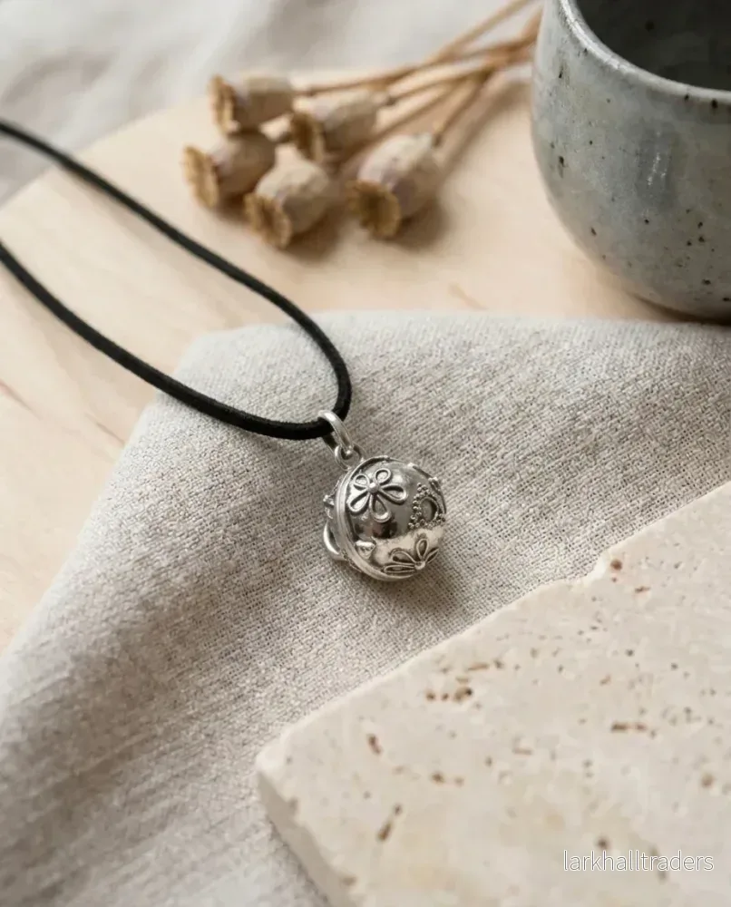 Halsband med änglaklocka i 925 silver – tro, 12 mm - Bild 3