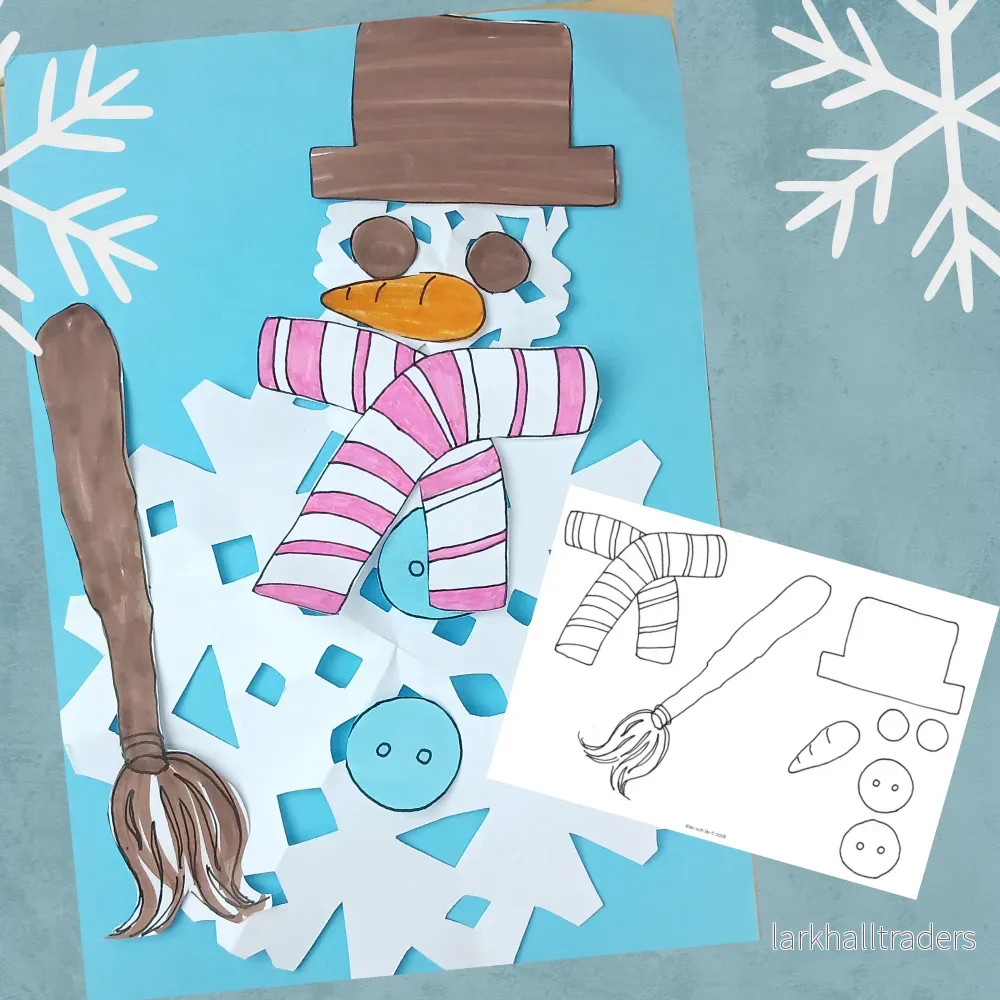 Snöflinge-snögubbe! Vinterpyssla en snögubbe av snöflingor i papper + tillbehör och PP-presentation steg för steg. - Bild 2