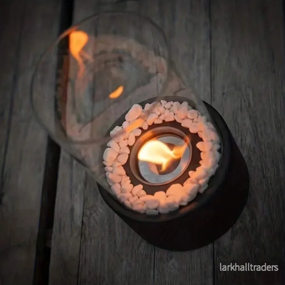 EternaFlame – Elegant oljelampa i glas med metallram för tidlös stämningsbelysning - Bild 3