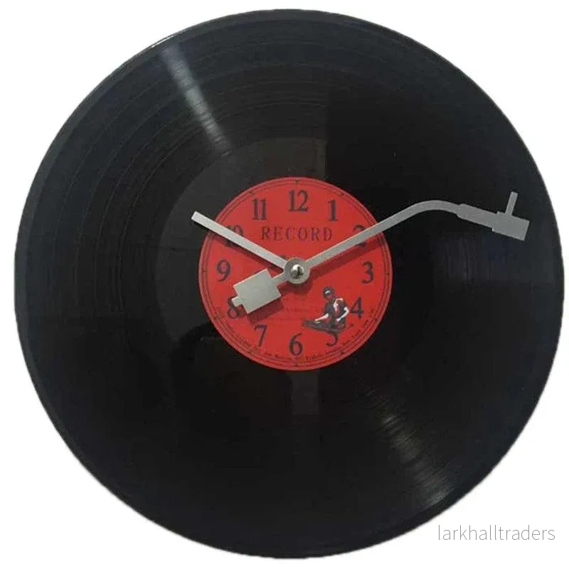 Vinylora Väggklocka – Retro Väggklocka i Vinyl med Tyst Mekanism Vinylora Väggklocka – Retro Väggklocka i Vinyl med Tyst Mekanism