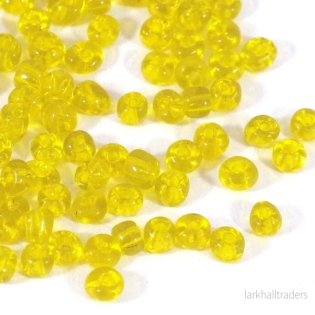 Seed Beads, 4mm, transparent gul, 30g