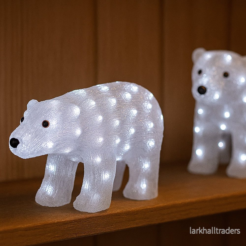 Akryl Isbjörn - Höjd 29 cm med LED-lampor - - Bild 2
