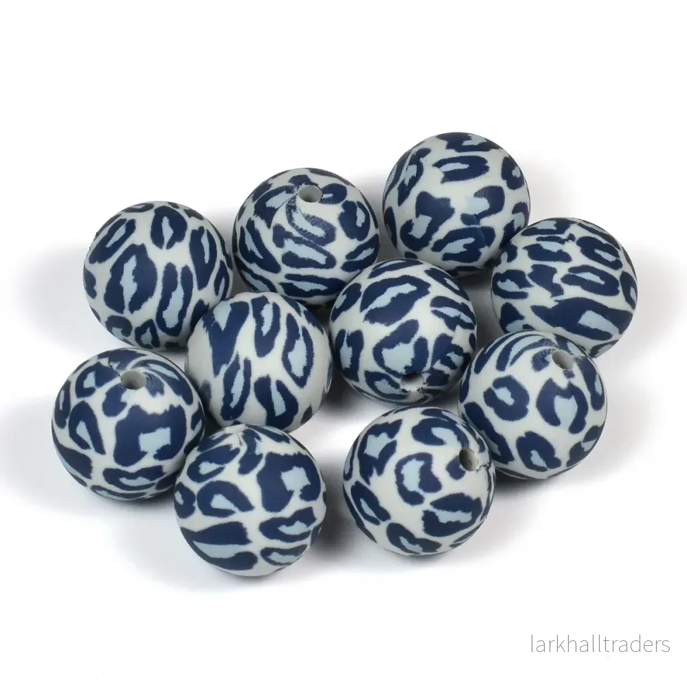 Silikonpärlor, leopard grå, 15mm - Bild 2