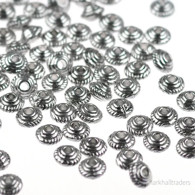 Mellandelar, flygande tefat, antiksilver, 5mm, 50st