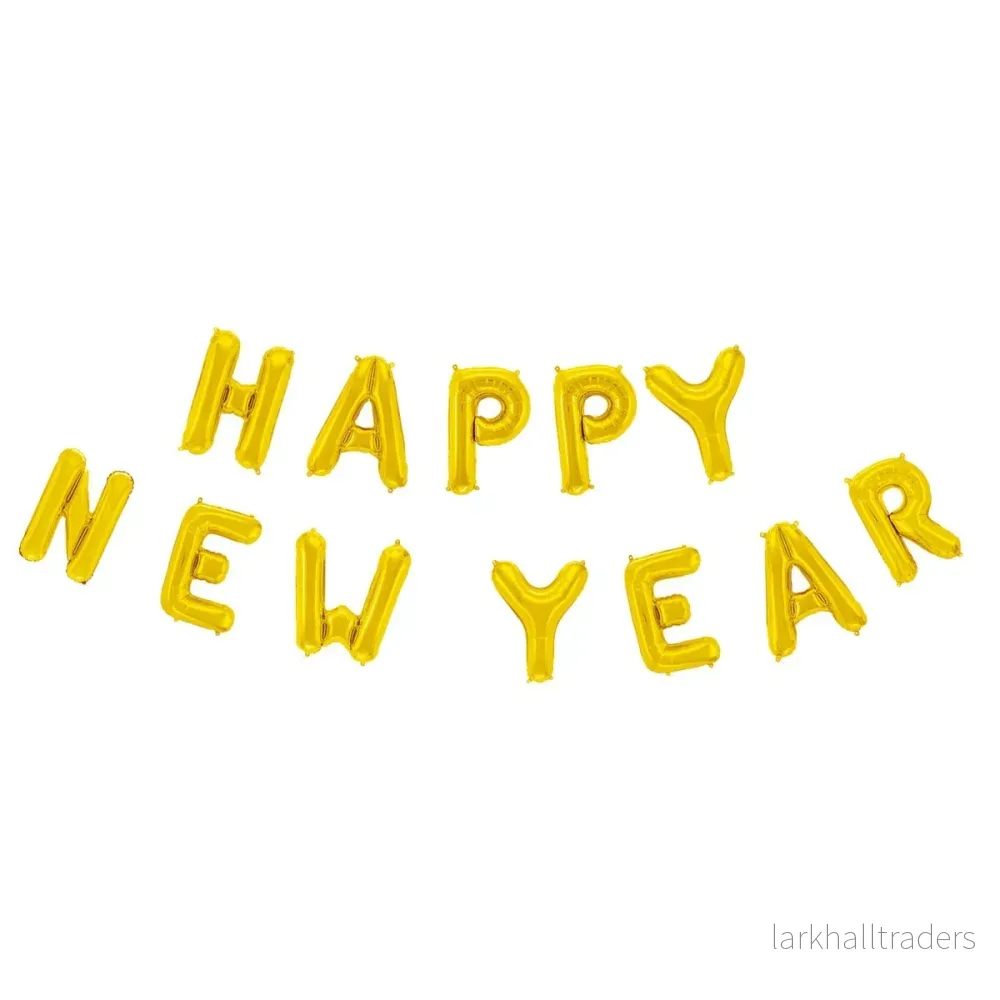 Folieballong, girlang happy new year guld Folieballong, girlang happy new year guld