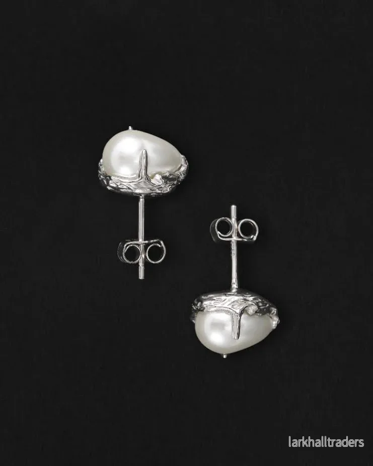 Droplet Pearl Studs Örhängen | Silver