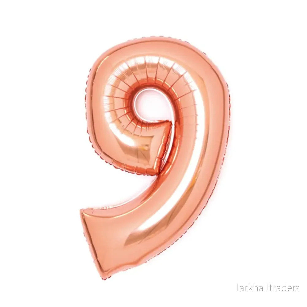 Folieballong, siffra 9 roséguld 66 cm