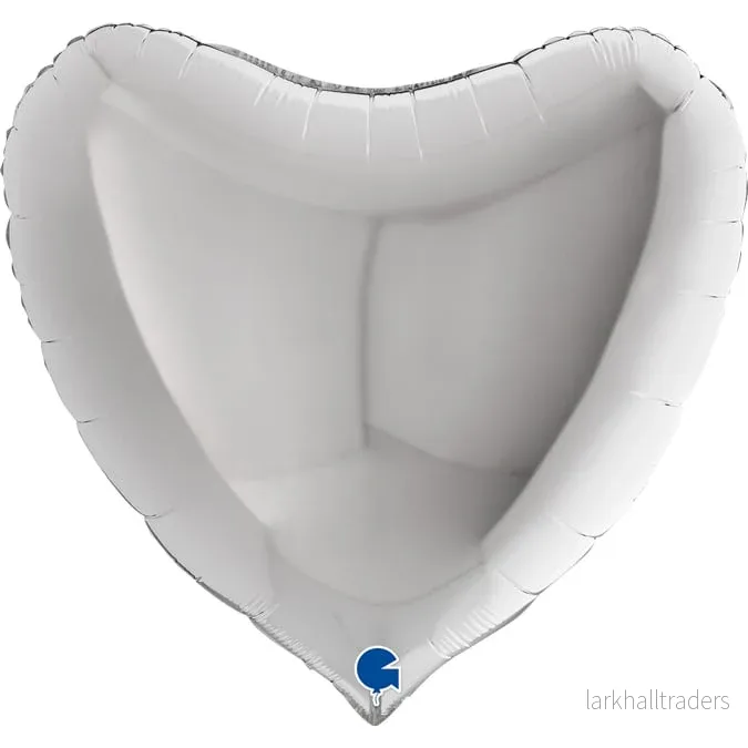Folieballong, hjärta silver 91 cm