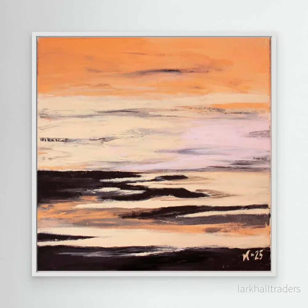 Original Målning Abstrakt Havslandskap Korallrosa - Coral Beach | Svensk Konst - Bild 3