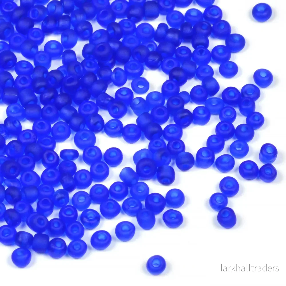 Seed Beads, 2mm, frostad-transparent marinblå, 30g Seed Beads, 2mm, frostad-transparent marinblå, 30g
