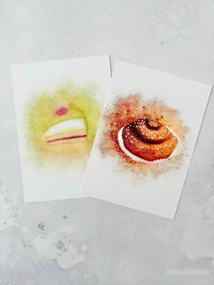 Swedish Fika Art printuppsättning: 5 illustrerade Fika-kort - Bild 2
