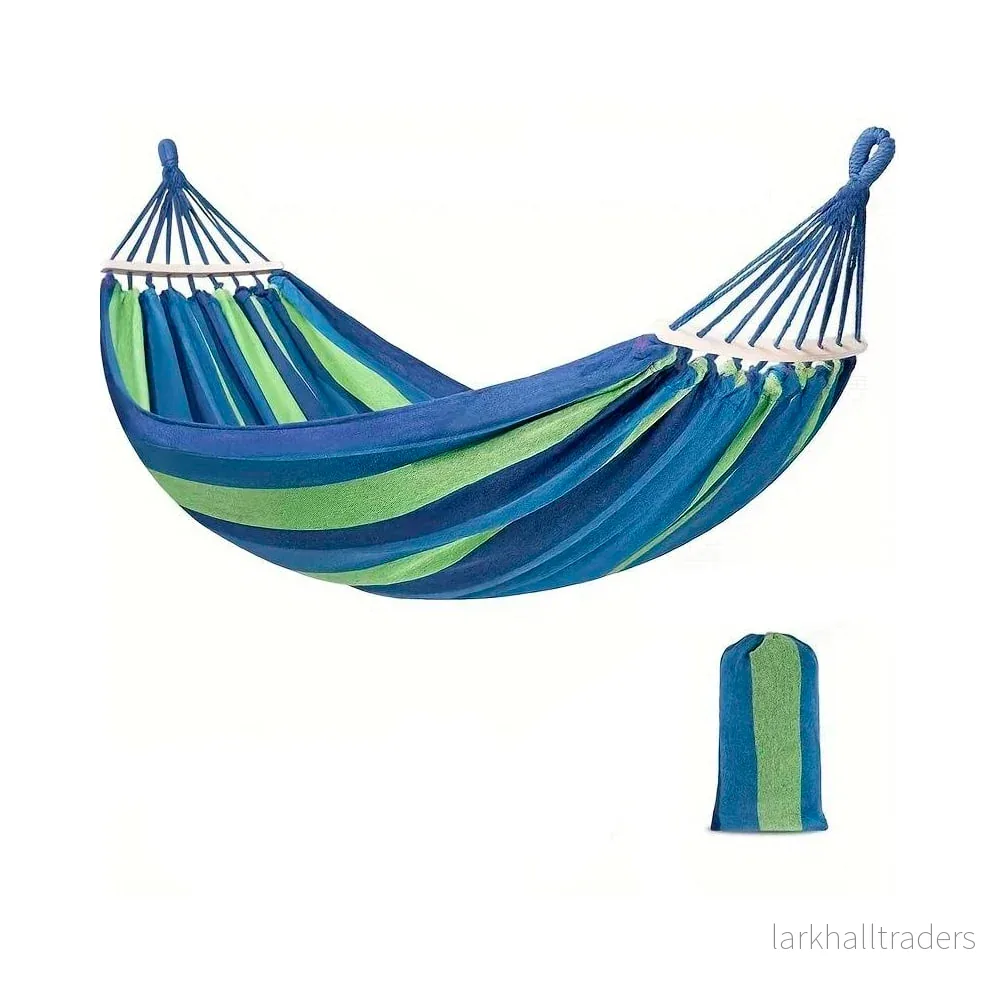 Lyxig Hängmatta - Blå Randig Camping Hängmatta - Bild 3