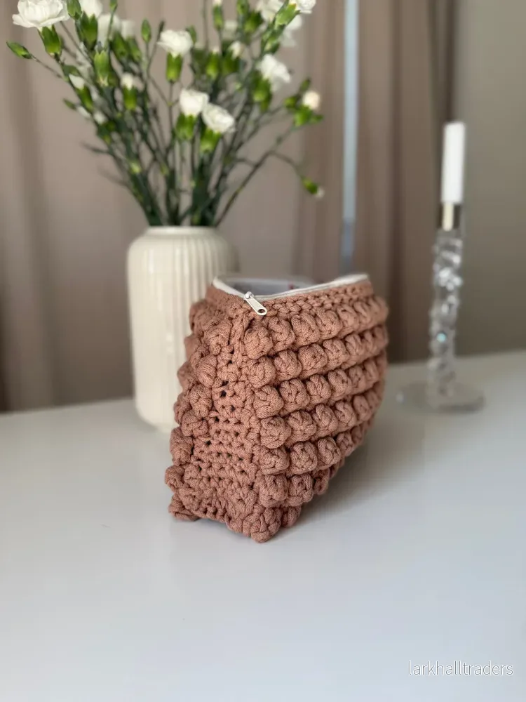 Virkad beige Bubbliga Necessär, persikobeige - Stor storlek - Bild 3