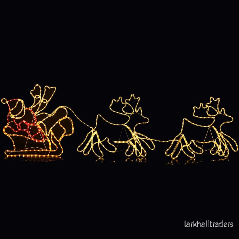 Tomtenisse, Renar och Släde – 230 cm med LED-lampor – Tomtenisse, Renar och Släde – 230 cm med LED-lampor –