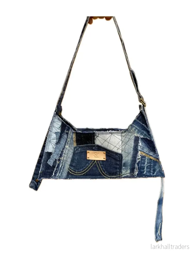 Blå Denim Baguetteväska