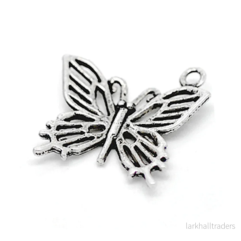 Berlock, fjäril, antiksilver, 19x16mm, 5st