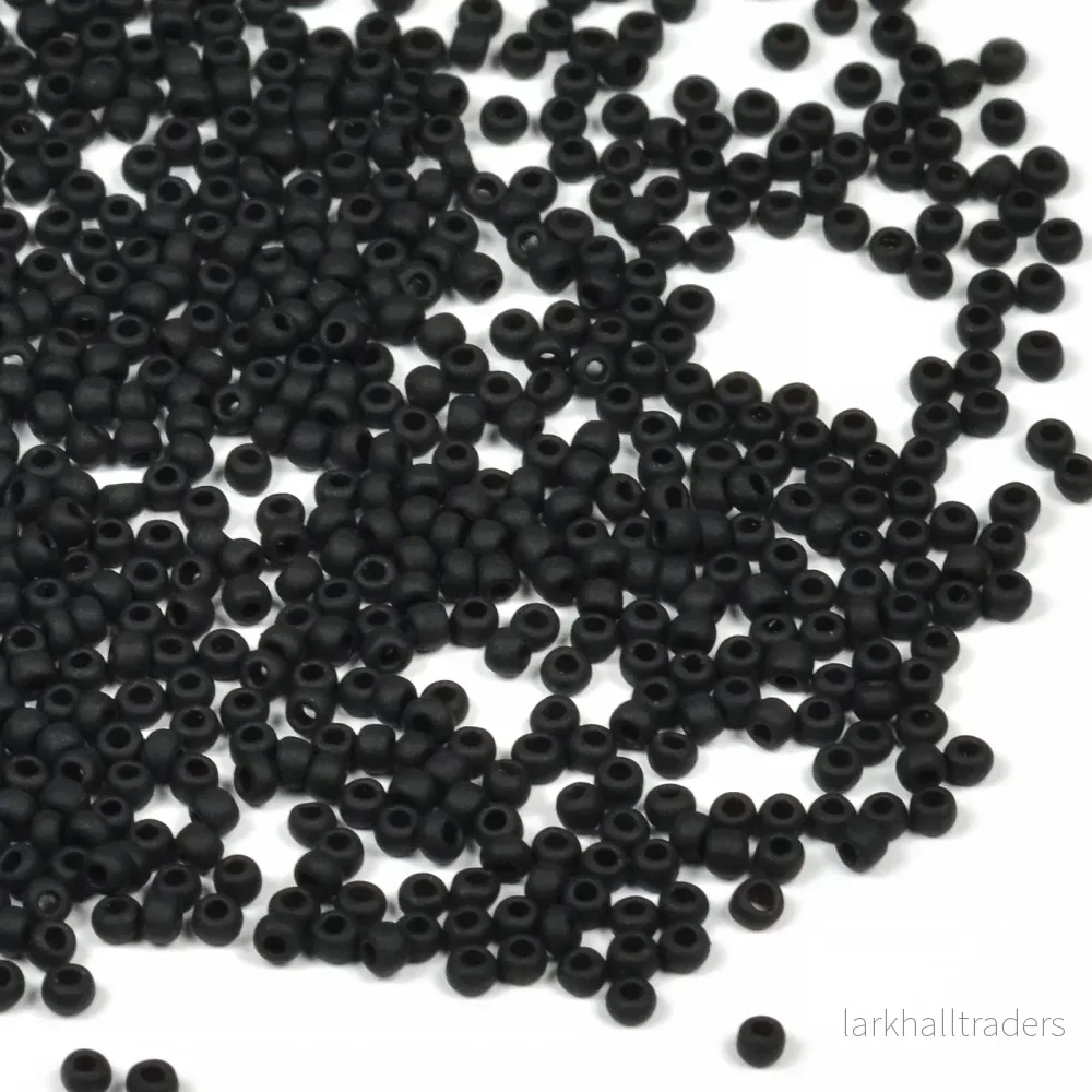 Seed Beads, 2mm, frostad mattsvart, 30g Seed Beads, 2mm, frostad mattsvart, 30g