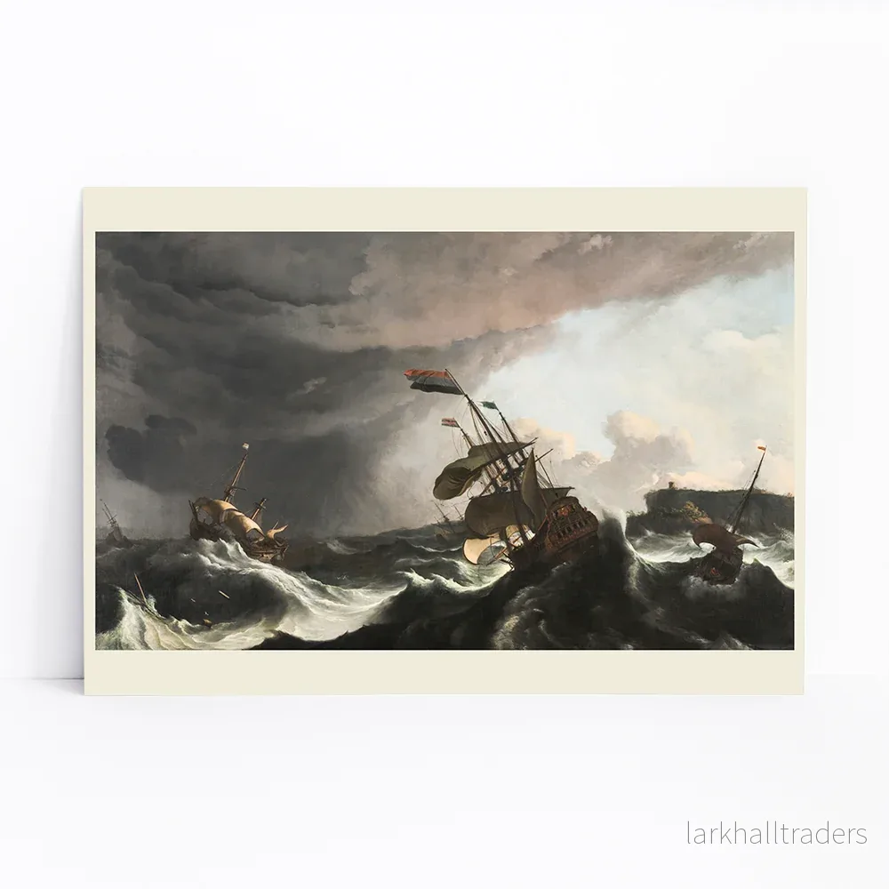 Krigsskepp i en våldsam storm Poster - Bild 3