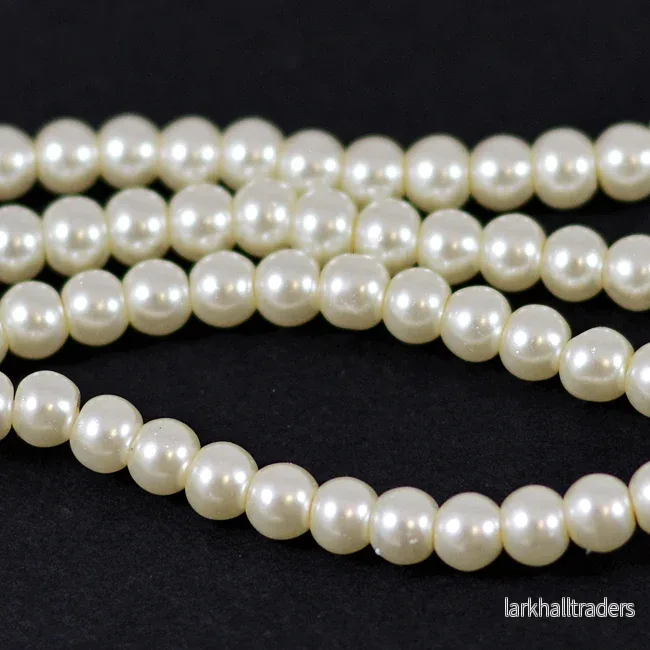Vaxade glaspärlor, ivory, 4mm