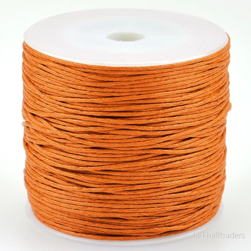Vaxat bomullssnöre, orange, 1mm