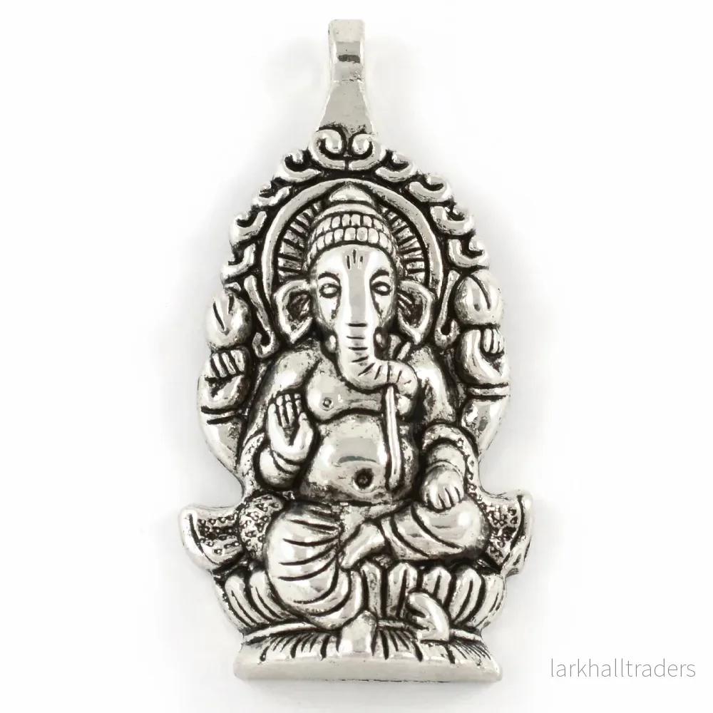Stor berlock, Ganesha, antiksilver, 32x50mm, 1st