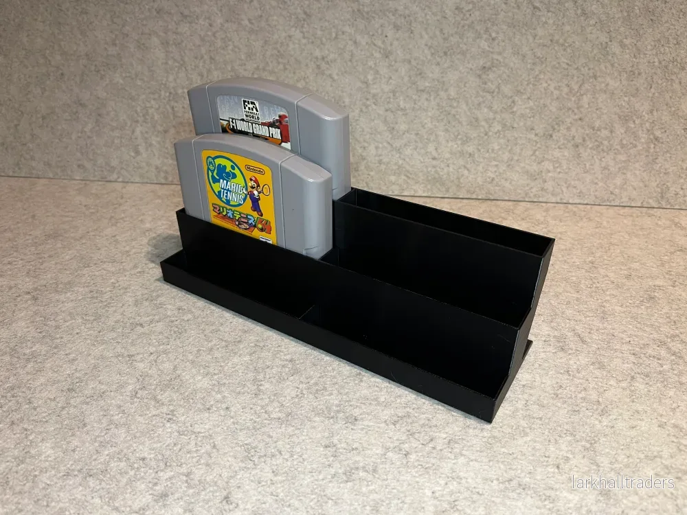 Spelställ för 6 Nintendo 64-kassetter – trestegsdesign Spelställ för 6 Nintendo 64-kassetter – trestegsdesign
