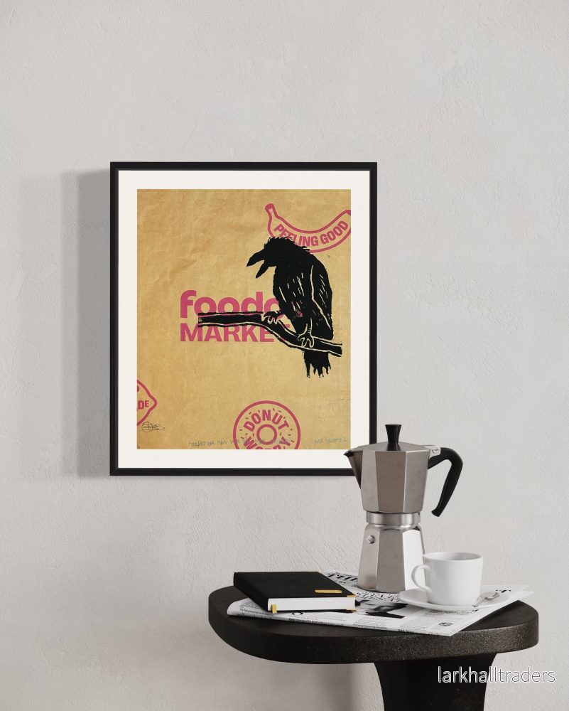 HUNGRY RAVEN Linoliumprint