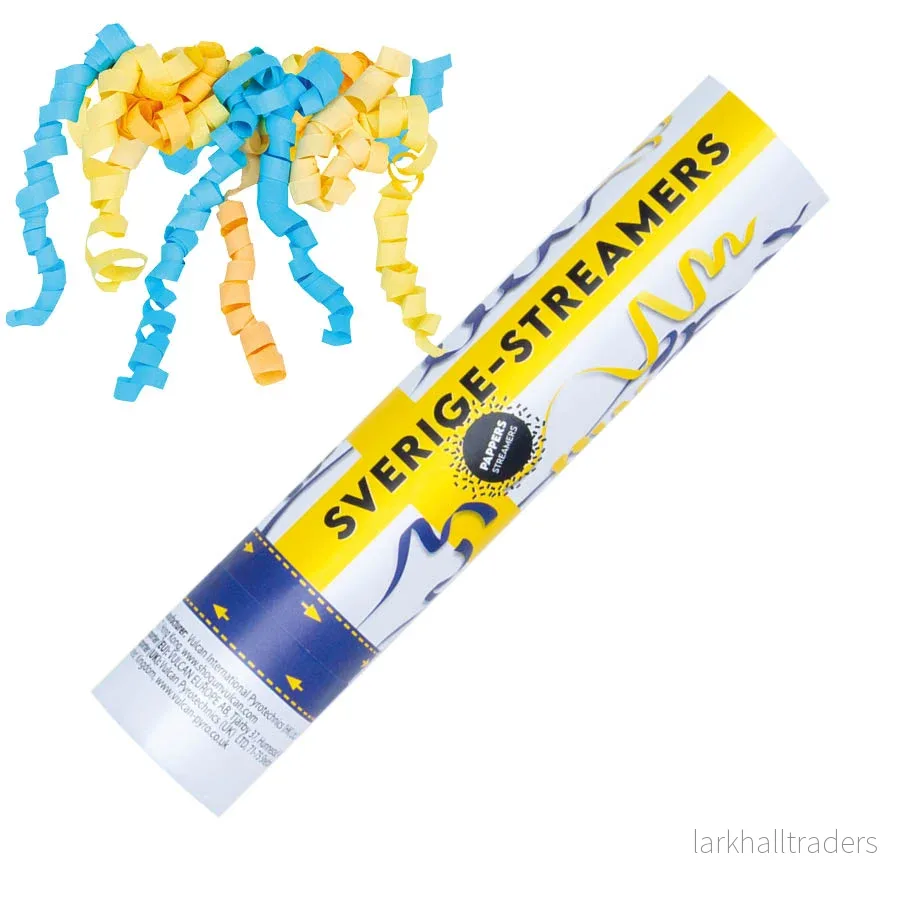 Konfettibomb, Sverige streamers 25 cm Konfettibomb, Sverige streamers 25 cm