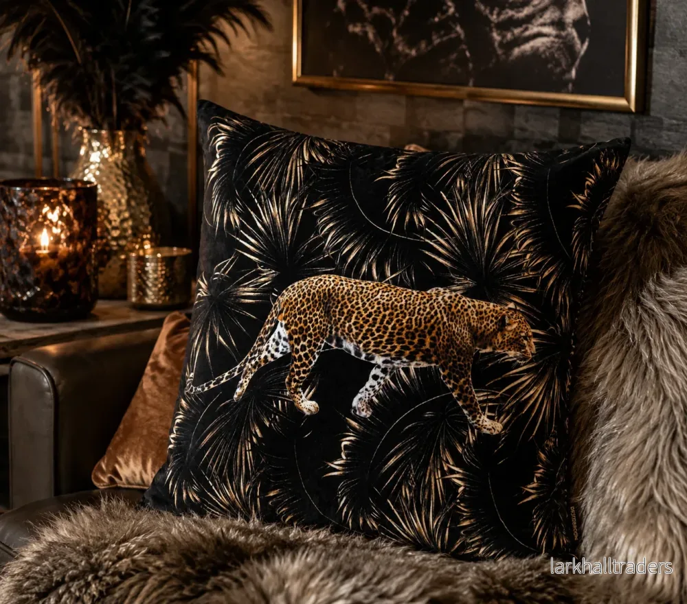 Kuddfodral Leopard Svart 60 × 60 cm - Bild 2