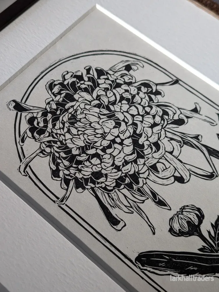 Chrysanthemum - Linocut Print - Bild 3