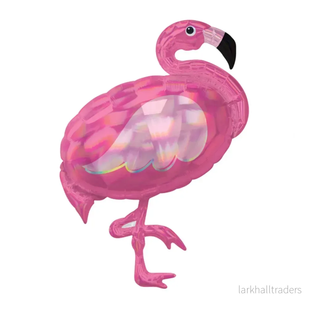 Folieballong, holographic pink flamingo 71×83 cm