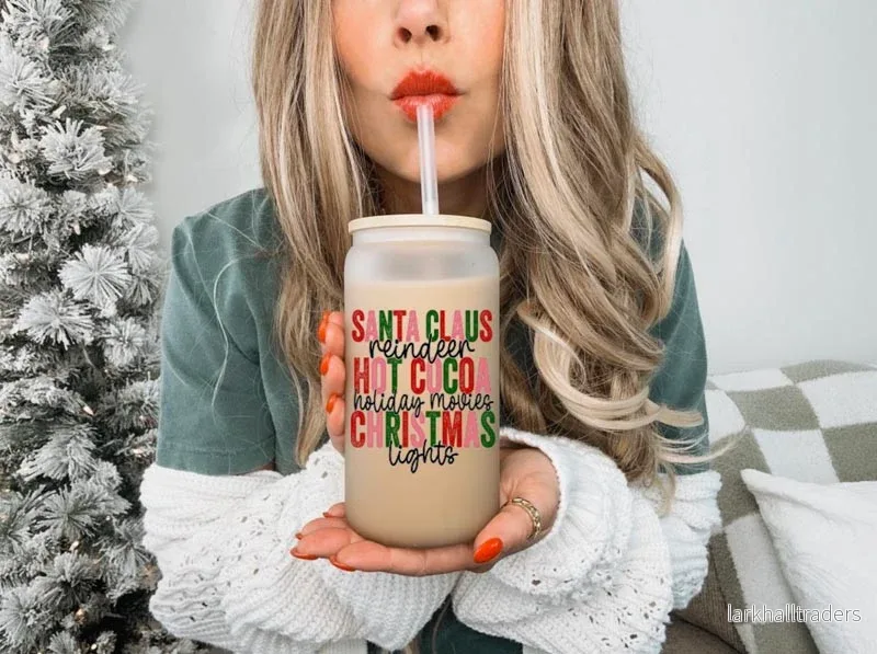 Glas – Santa claus, Reindeer, Hot cocoa Glas – Santa claus, Reindeer, Hot cocoa