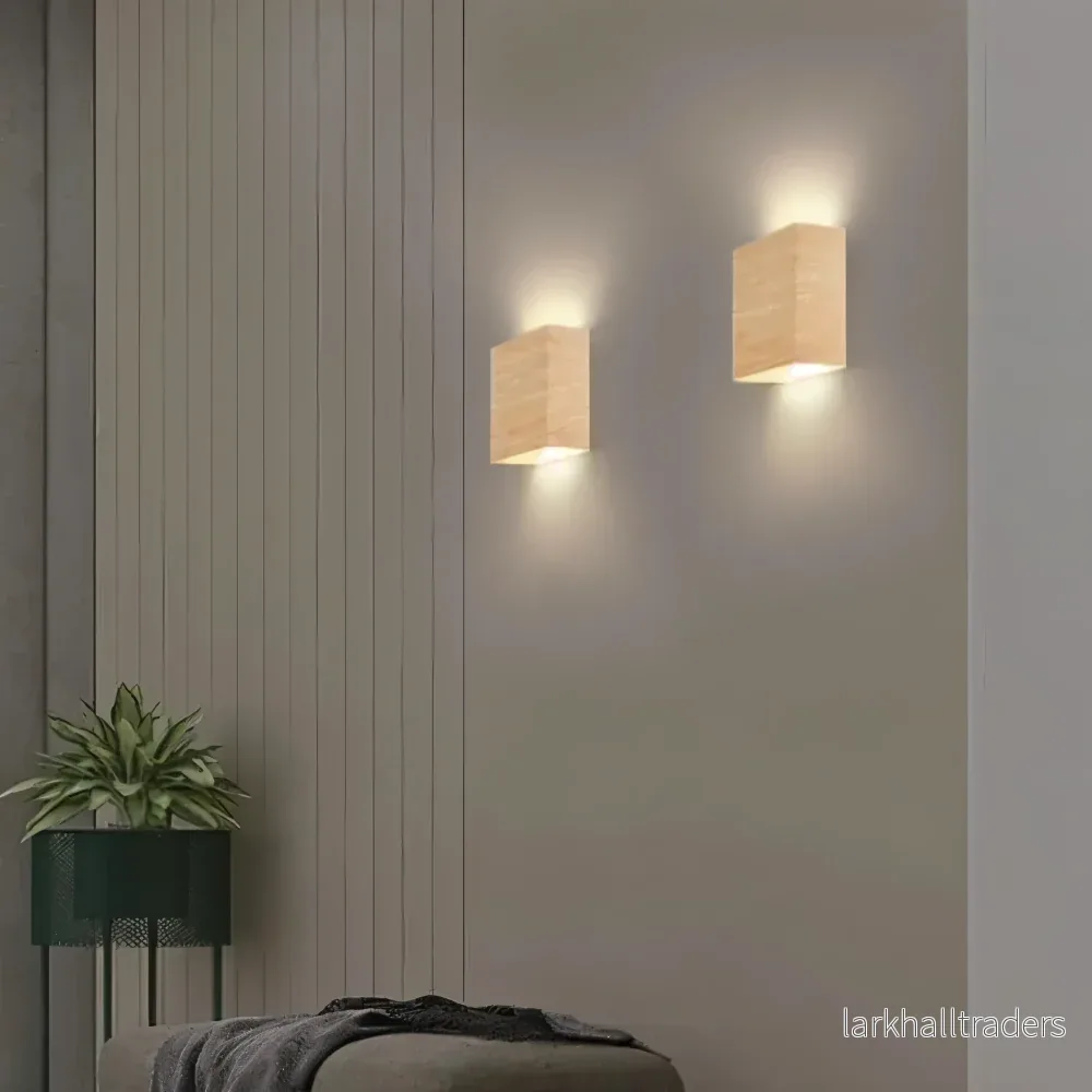 Boxy – Rektangulär Vägglampa i Trä med Up & Down LED-belysning för Sovrum - Bild 3