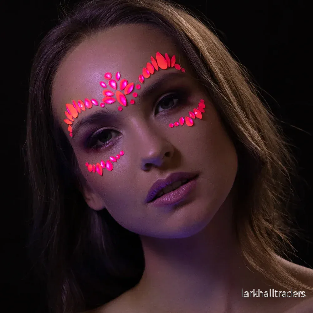 Moon Neon UV kroppsstenar, Intense Pink Face Jewels - Bild 2