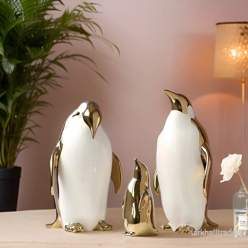 GuldPingu Skulptur – Exklusiv Keramisk Pingvinfigur i Modern Design - Bild 3