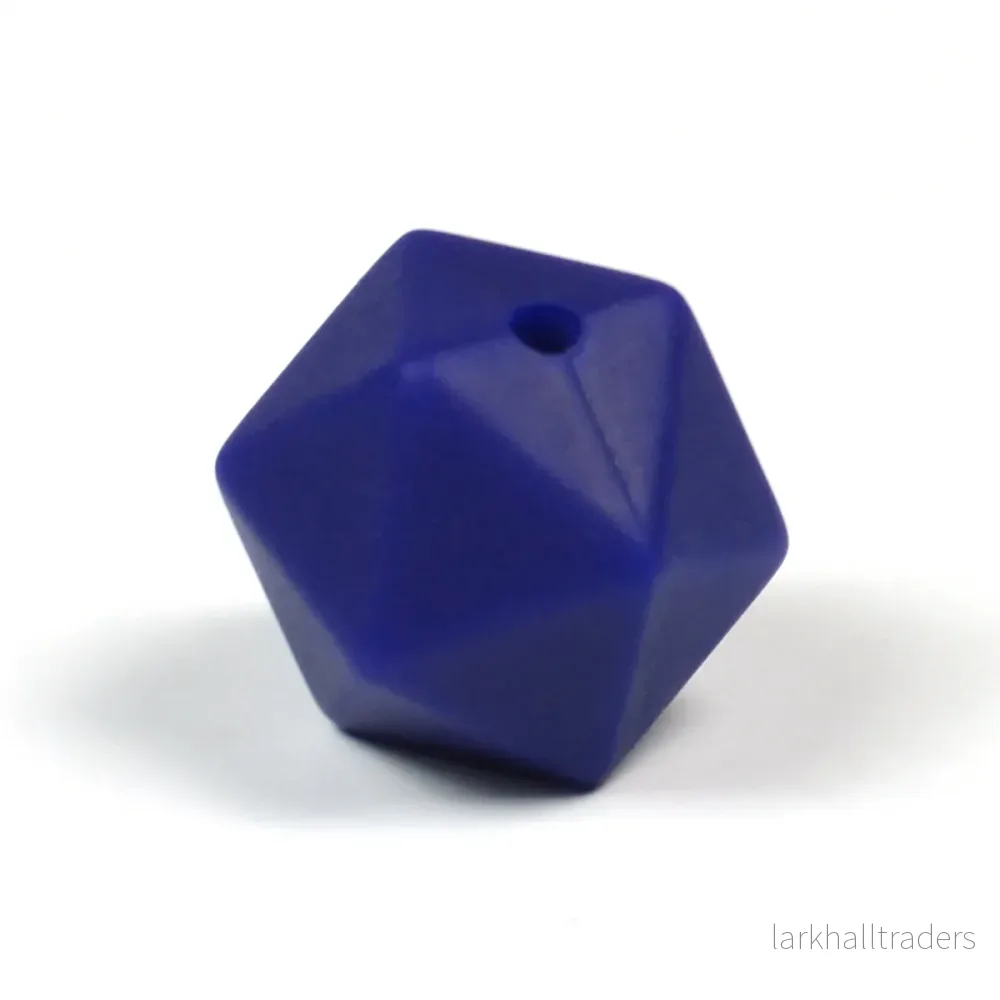 Kantig silikonpärla, midnattsblå, 16mm Kantig silikonpärla, midnattsblå, 16mm