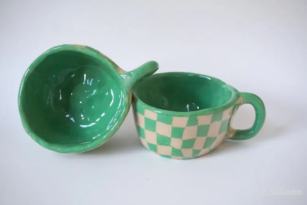 Rutig grön/beige kopp "Bajen" - Bild 2