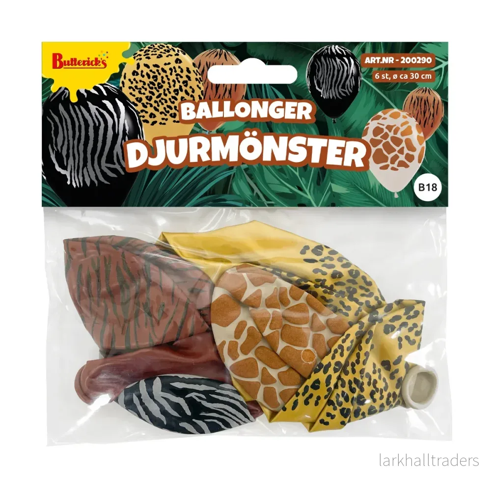 Ballonger, djurmönster 6 st - Bild 2
