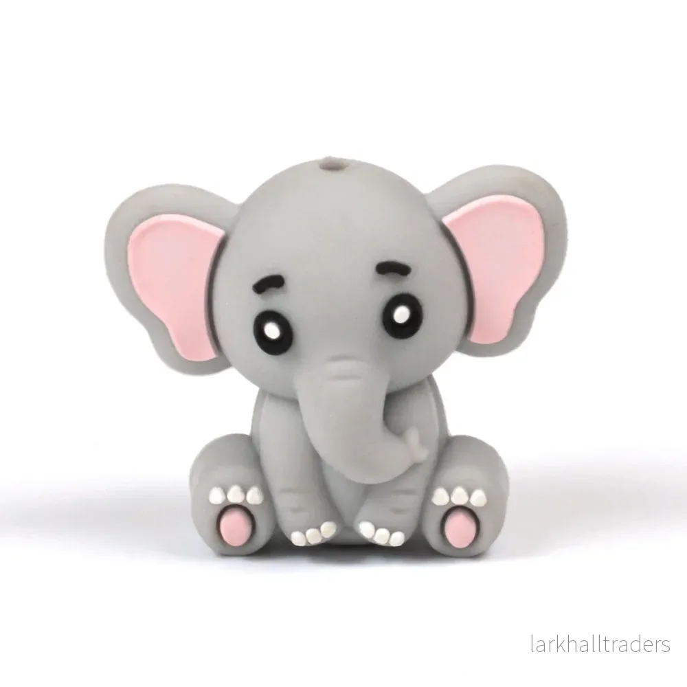 Motivpärla i silikon, 3D elefant Motivpärla i silikon, 3D elefant