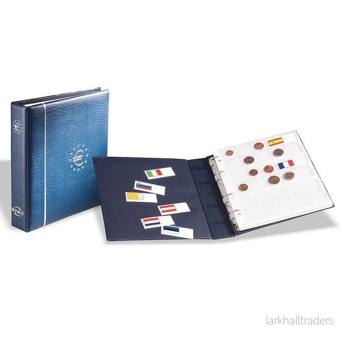 Myntalbum NUMIS, för euromynt, inklusive skyddskassett och insticksblad, blå Myntalbum NUMIS, för euromynt, inklusive skyddskassett och insticksblad, blå