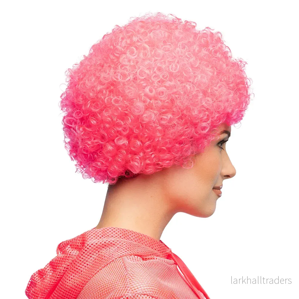 Peruk, curly neon rosa - Bild 3